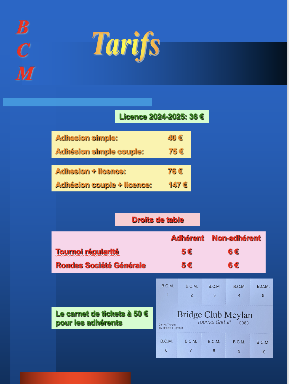 Tarifs